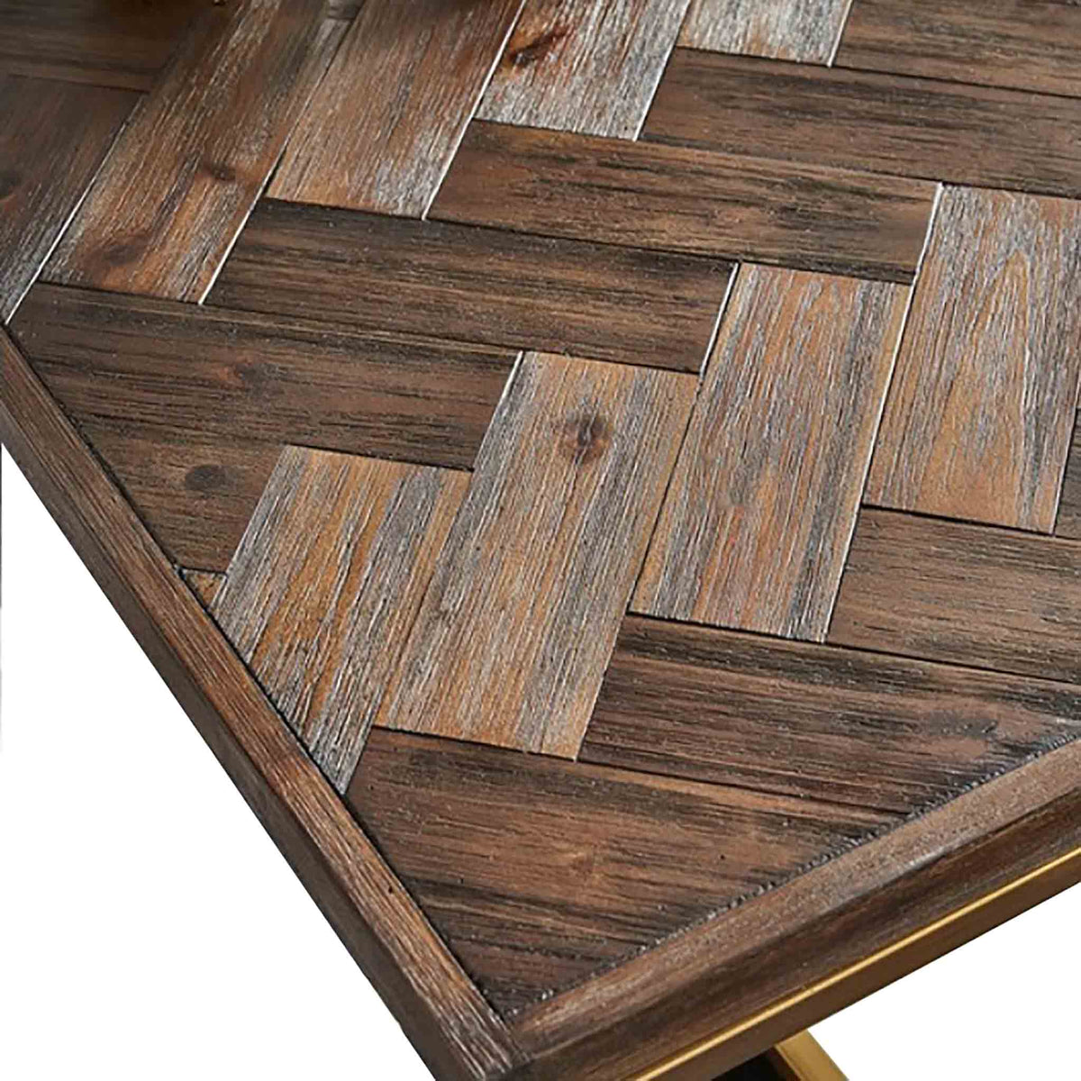 Houston Acacia Wooden Hallway Console Table  with herringbone design