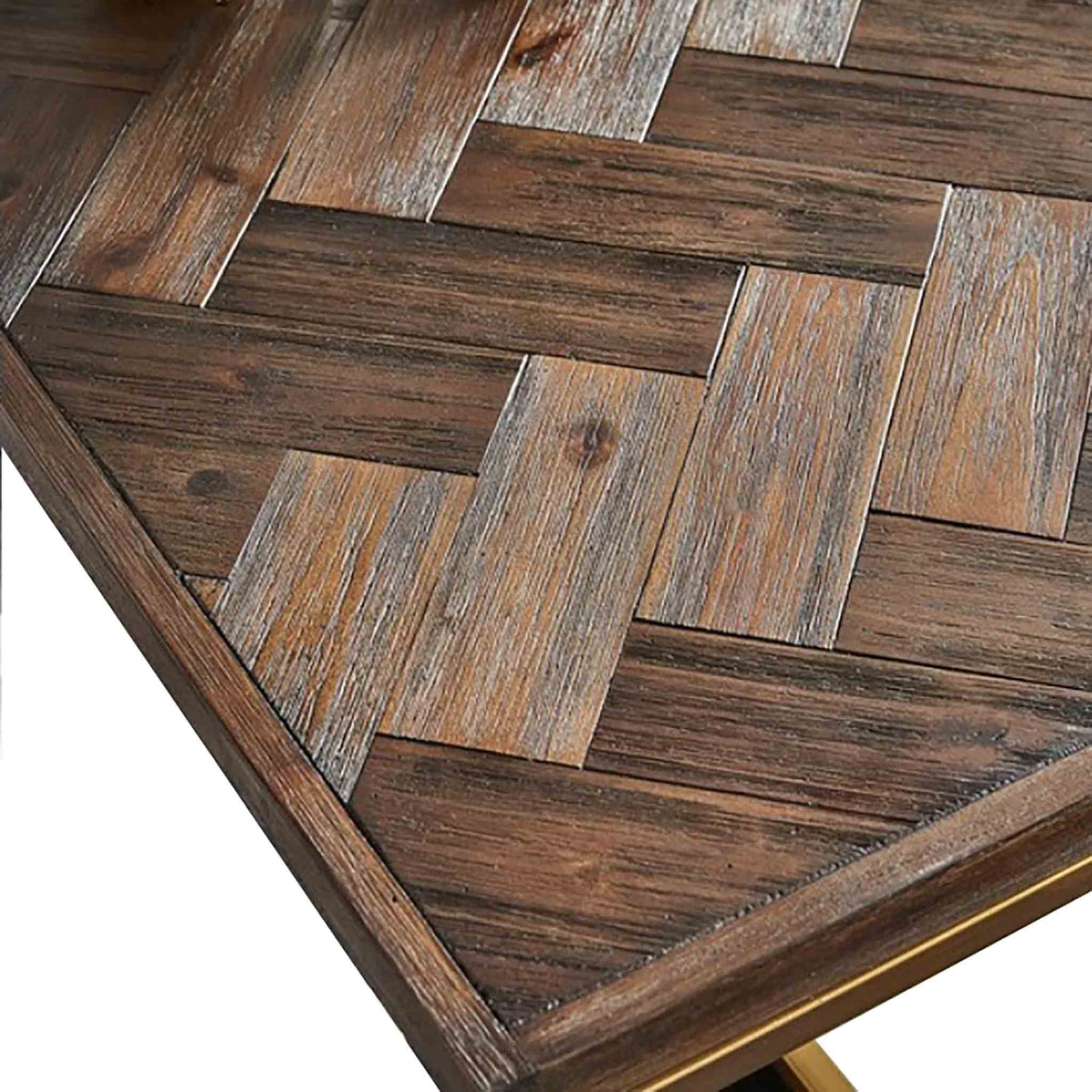 Houston Acacia Wood Herringbone 160cm Dining Table  close up