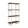 Houston Acacia Wooden 4 Tier Bookcase with Brass Frame