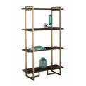 Houston Acacia Wooden 4 Tier Bookcase with Brass Frame from Roseland