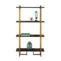 Houston Acacia Wooden 4 Tier Bookshelf with Brass Frame