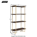 Houston Acacia Wooden 4 Tier Bookcase with Brass Frame dimensions