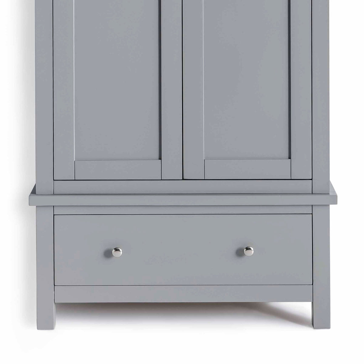 Cornish Grey Double Wardrobe - Close up of lower drawer