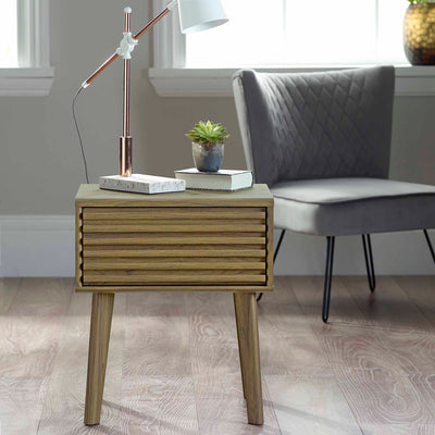 Brunswick Oak 1 Drawer Slatted Lamp Table