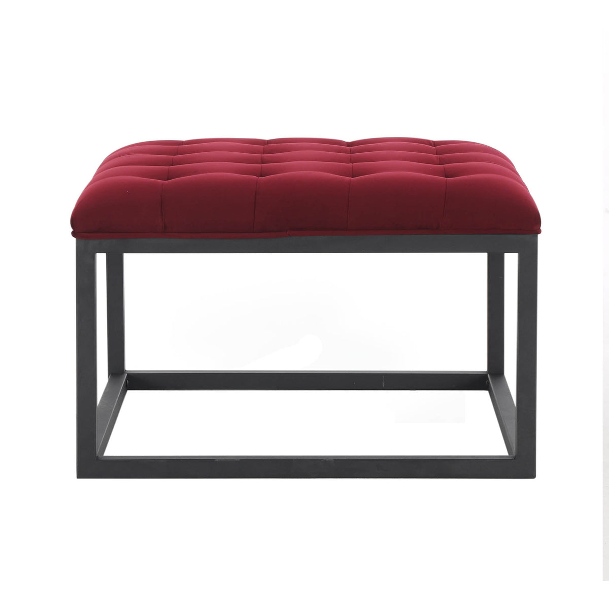 Adison Small Red Velvet Upholstered Footstool