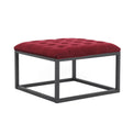 Adison Small Red Velvet Upholstered Footstool from Roseland
