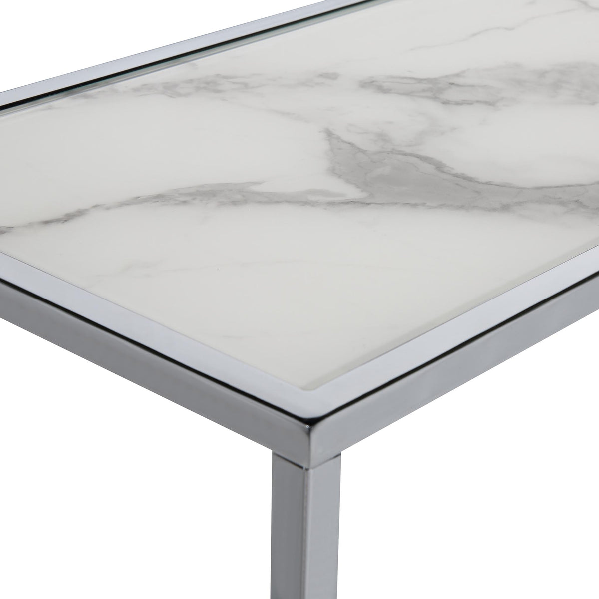 Zoey White Marble and Chrome Console Table