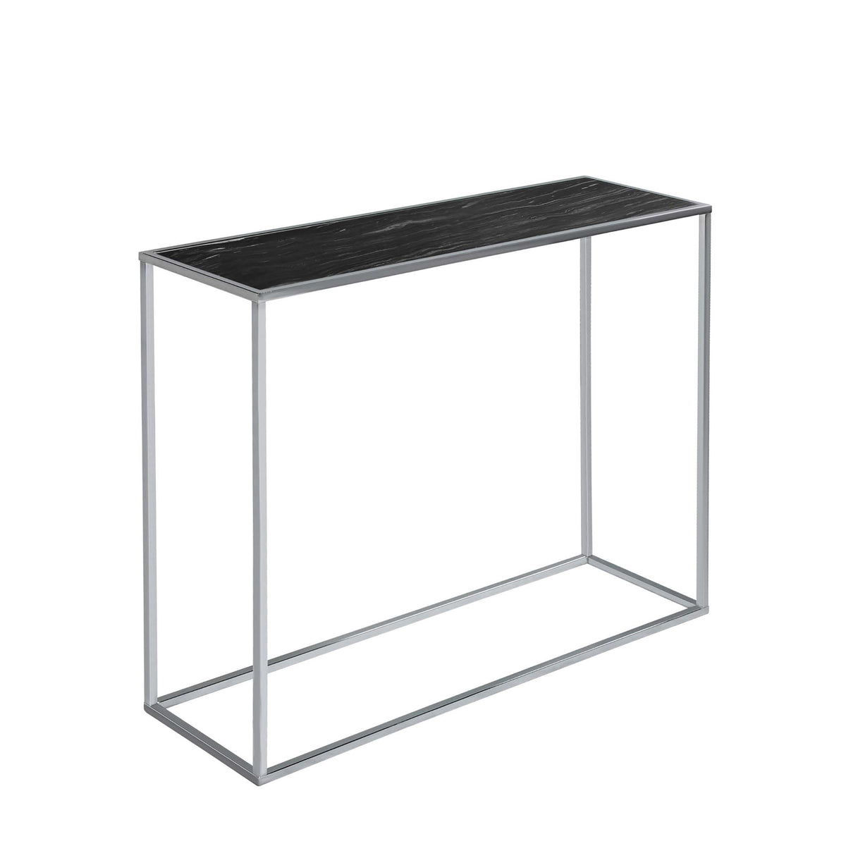 Zoey Black Marble and Chrome Console Table from Roseland Furniture