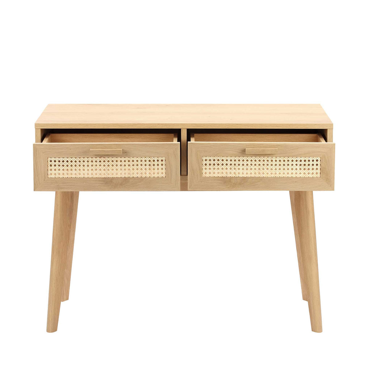 Zeke Scandi Wooden Console Table with Rattan Cane Drawers