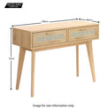 Zeke Scandi Wooden Console Table with Rattan Cane Drawers dimensions