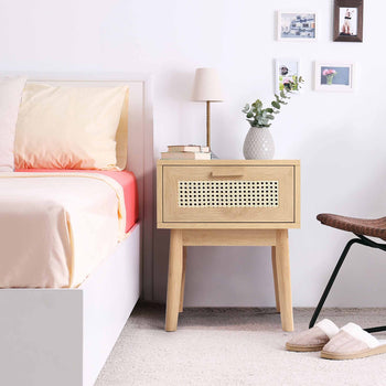 Zeke Rattan 1 Drawer Lamp Table