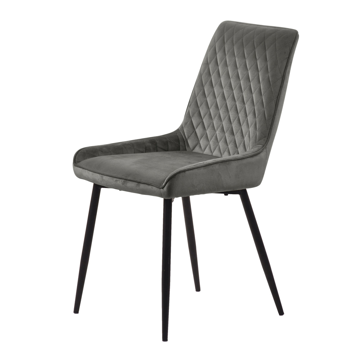 Georgi Dark Grey Quilted Velvet Dining Chair