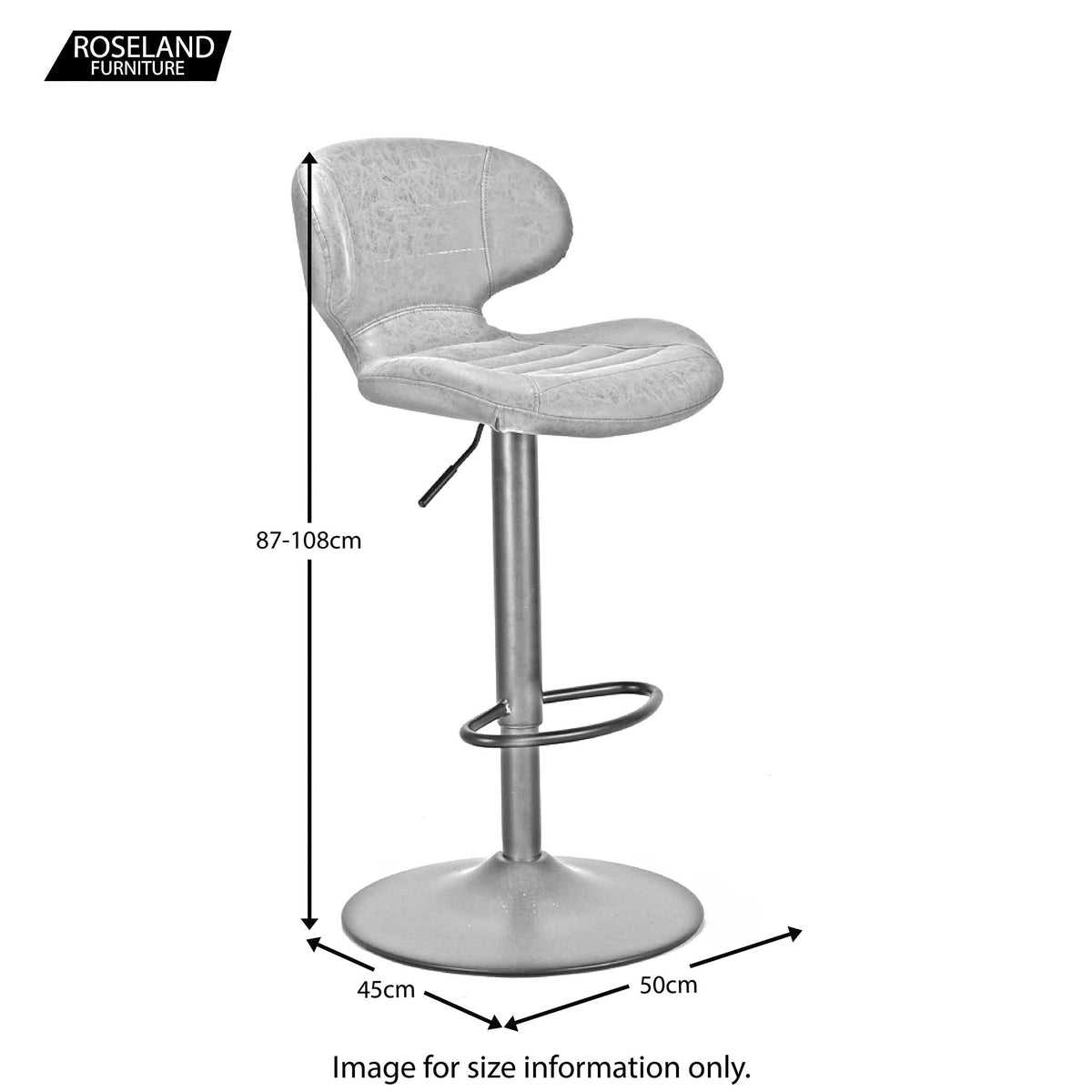 Mendez Faux Leather Bar Stool - Size Guide