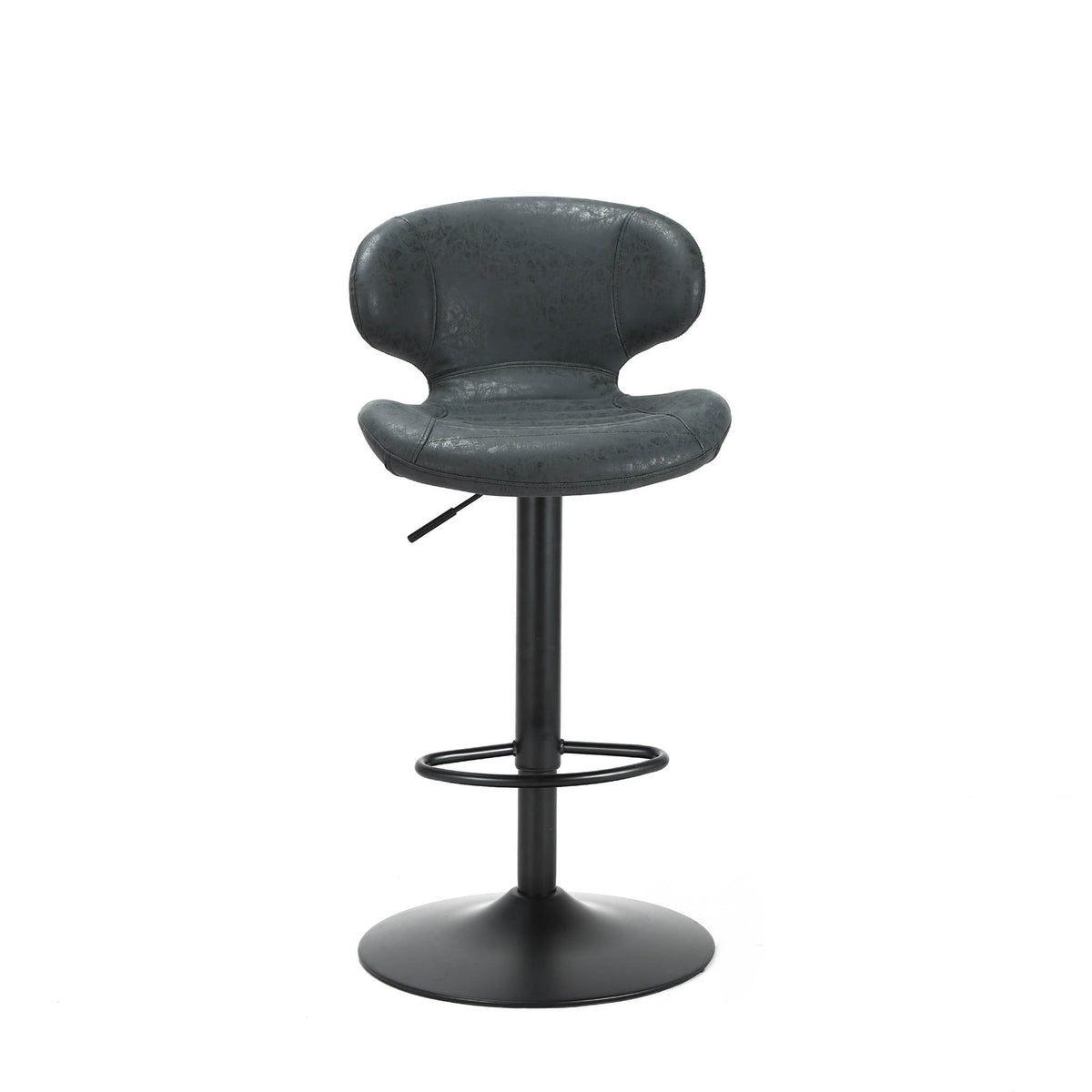 Mendez Charcoal Grey Faux Leather Kitchen Breakfast Bar Stool with Adjustable height