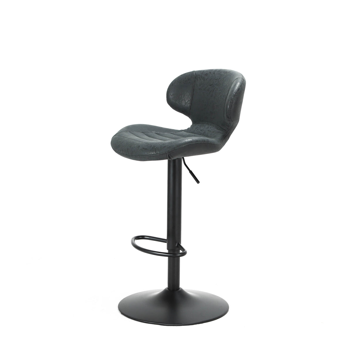 Mendez Charcoal Grey Faux Leather Kitchen Breakfast Bar Stool with 360 swivel