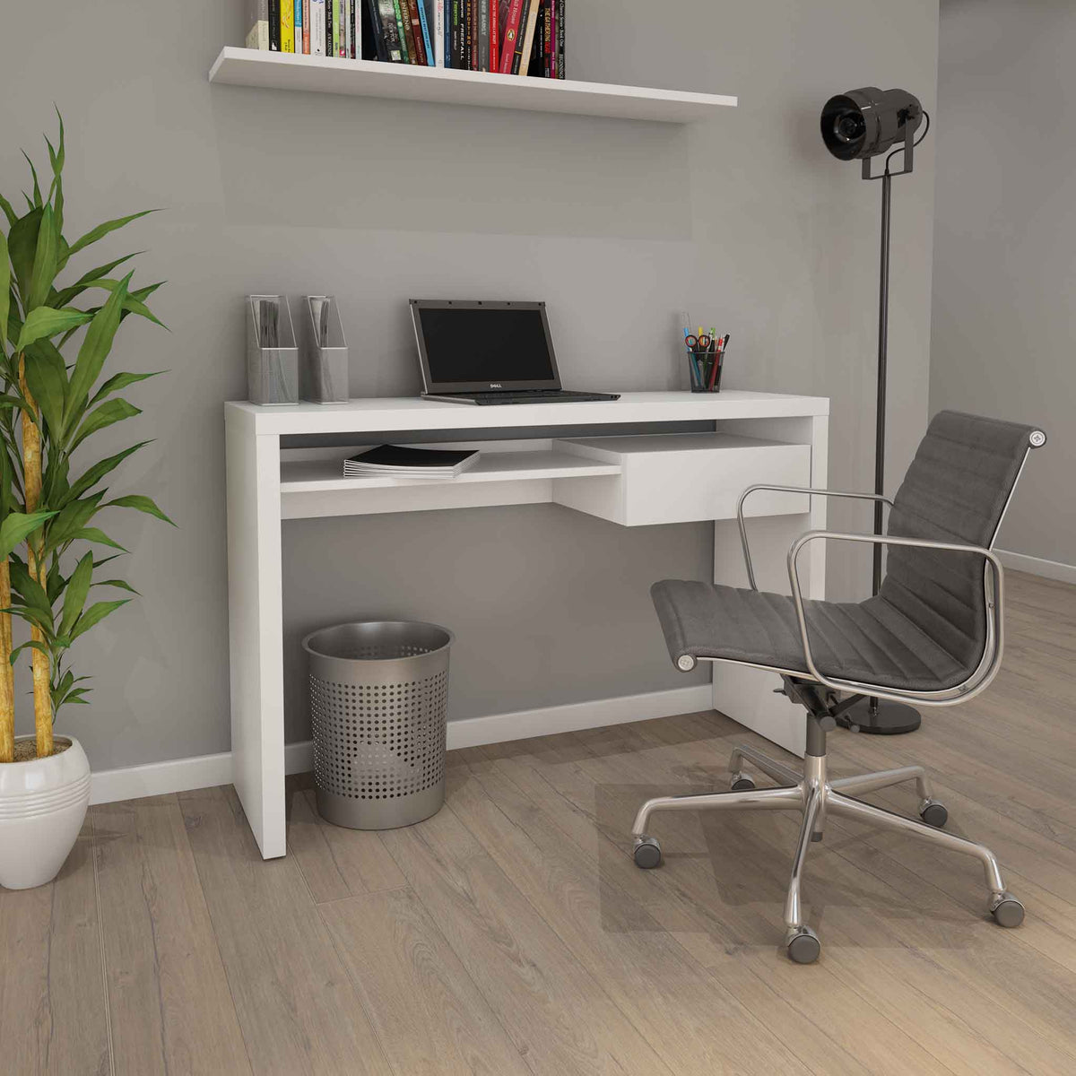 Marcus White Contemporary Office Desk Lifestyle
