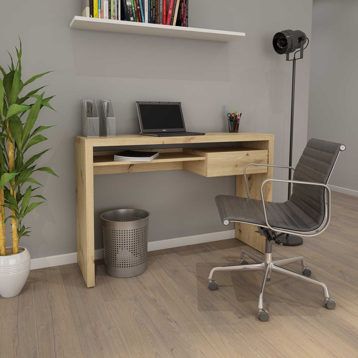 Marcus Oak Effect Contemporary Office Desk Lifestyle