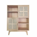 Zeke Scandi Wooden Storage & Display Cabinet with Rattan Cane Doors from Roseland