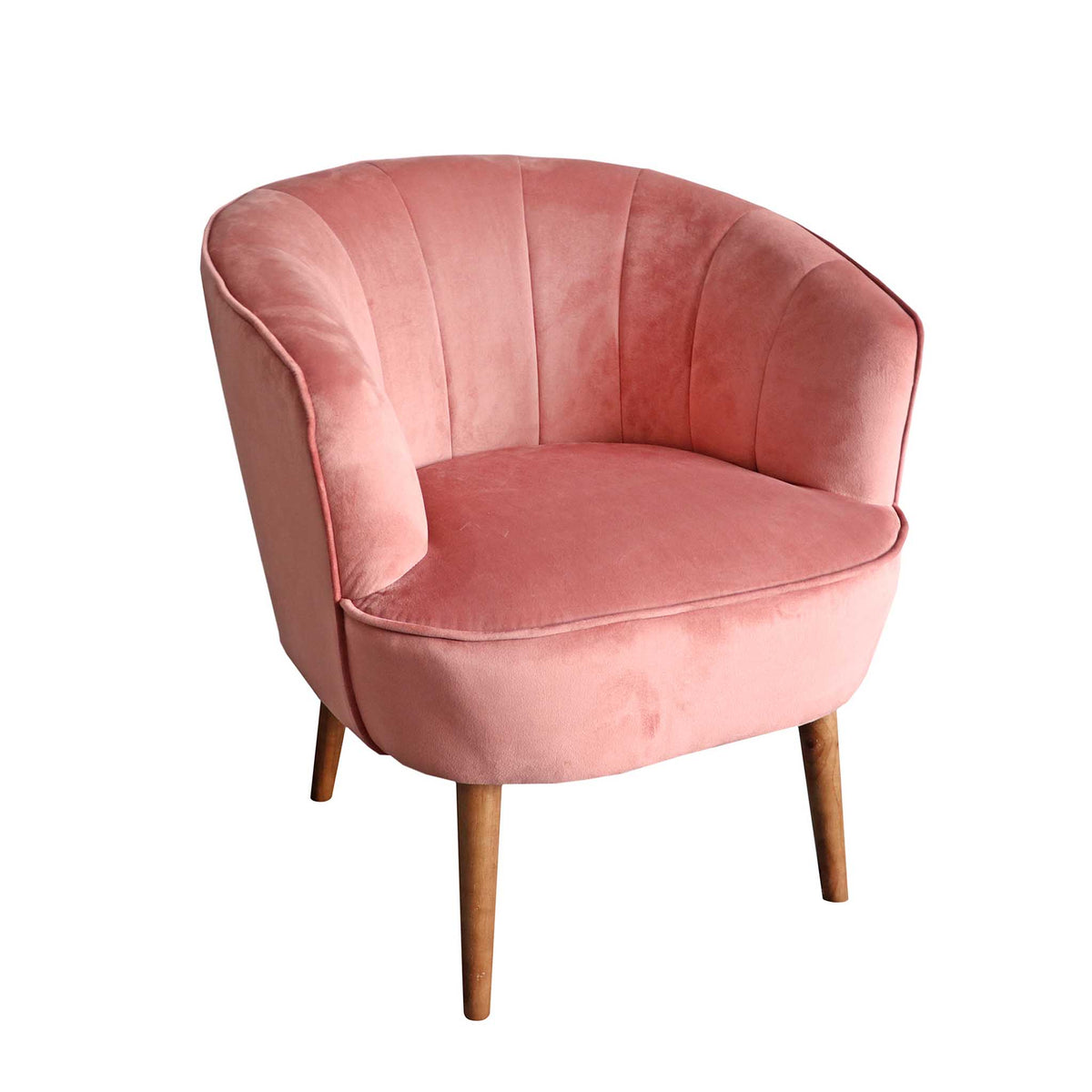 Hester Dusty Pink Padded Velvet Accent Armchair from Roseland