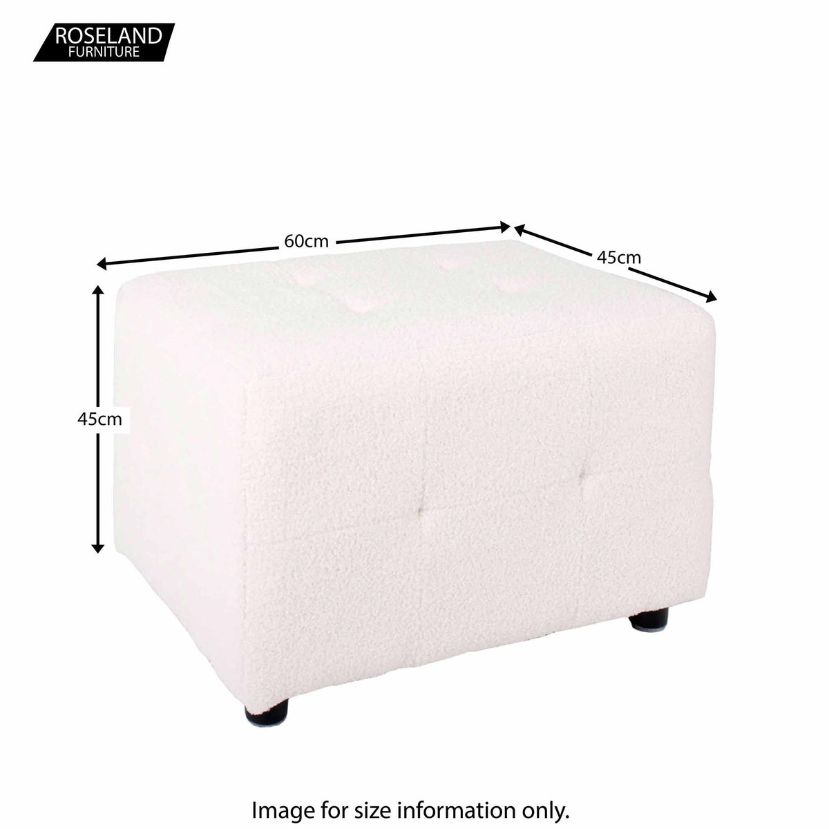 Davis White Teddy Boucle Foot stool dimensions
