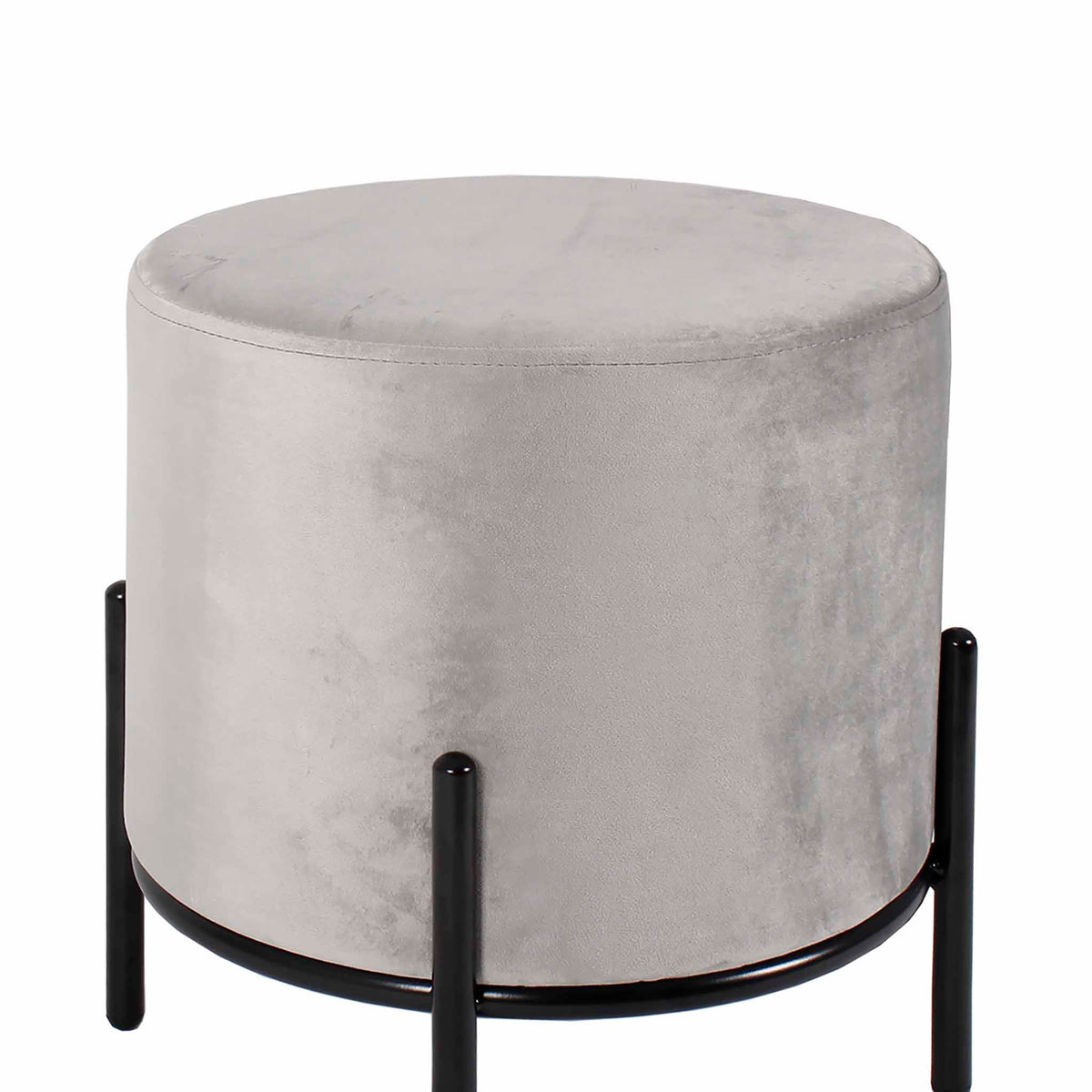 Tamsin Grey Round Velvet Footstool