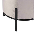 Tamsin Grey Round Velvet Footstool