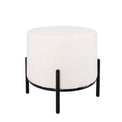 Felicity Soft White Round Teddy Boucle Upholstered Fabric Footstool from Roseland