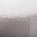 Felicity Soft White Round Teddy Boucle Upholstered Fabric Footstool close up