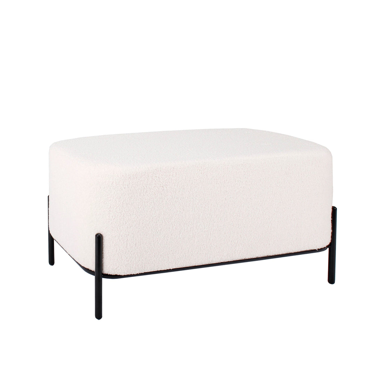 Edwin White Teddy Boucle Fabric Footstool from Roseland