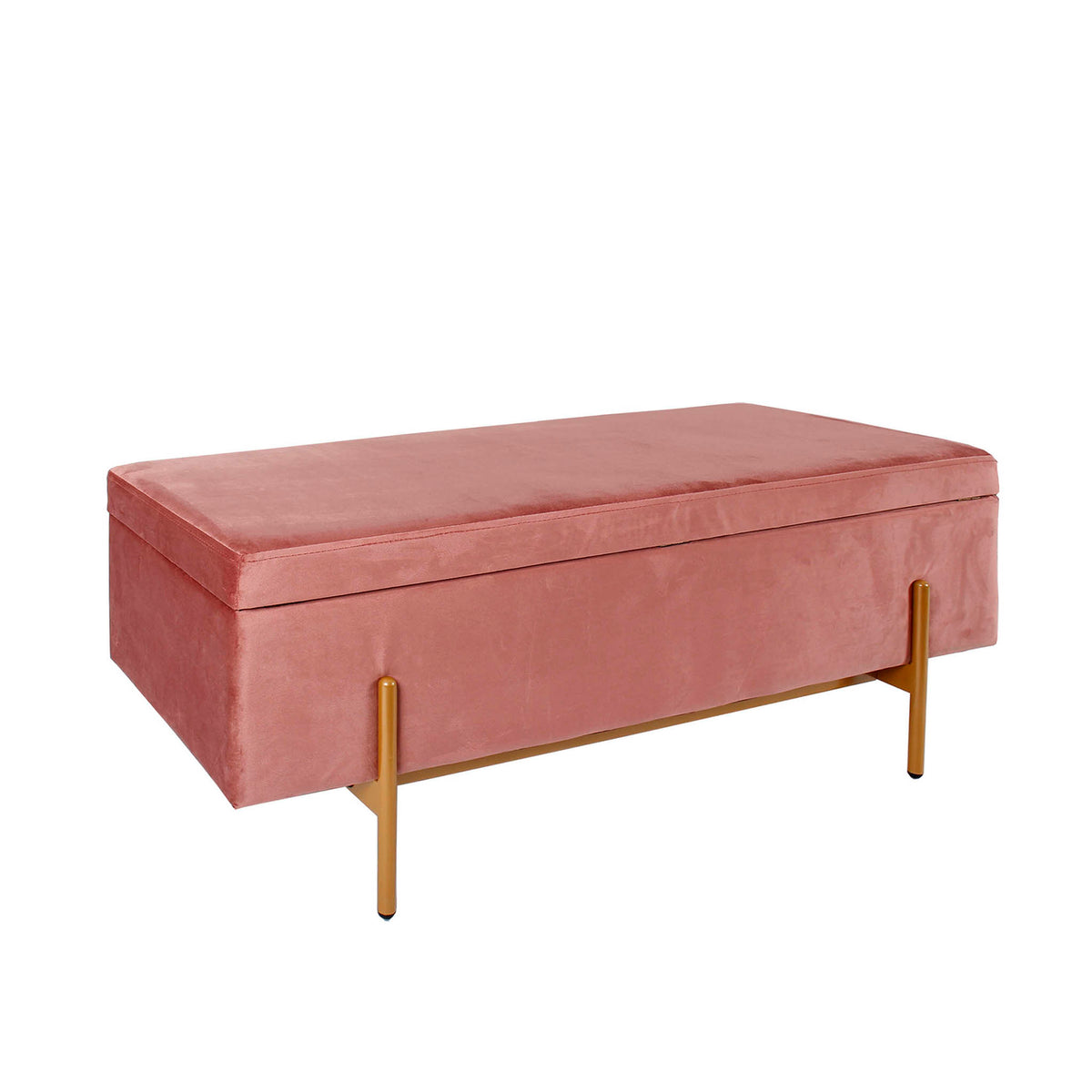 Edith Pink Velvet Ottoman Storage Box Footstool from Roseland