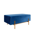 Edith Blue Velvet Ottoman Storage Box Footstool from Roseland