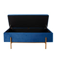 Edith Blue Velvet Ottoman Storage Box Footstool Lifestyle