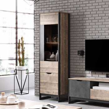 Ezra Rustic Wood High Storage Cabinet