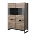 Ezra Industrial Oak Effect Display Cabinet from Roseland Furniture