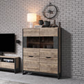 Ezra Industrial Oak Effect Display Cabinet Lifestyle