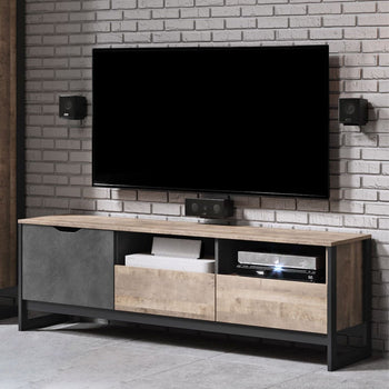 Ezra Rustic Wood Wide TV Unit
