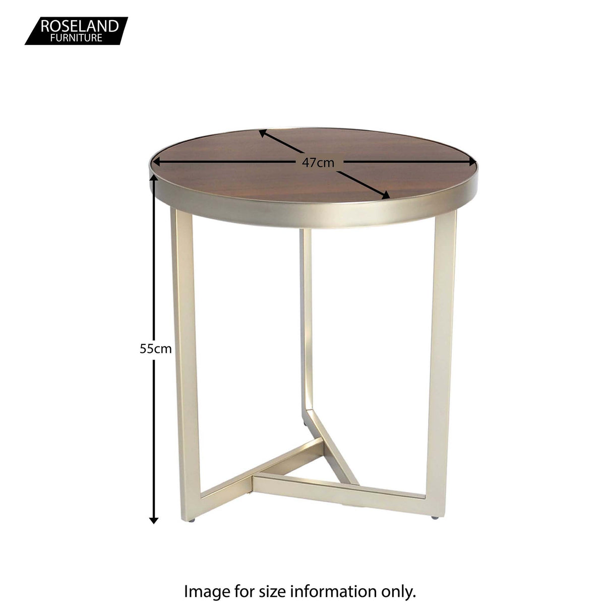 Alfreton Walnut effect round side lamp table dimensions
