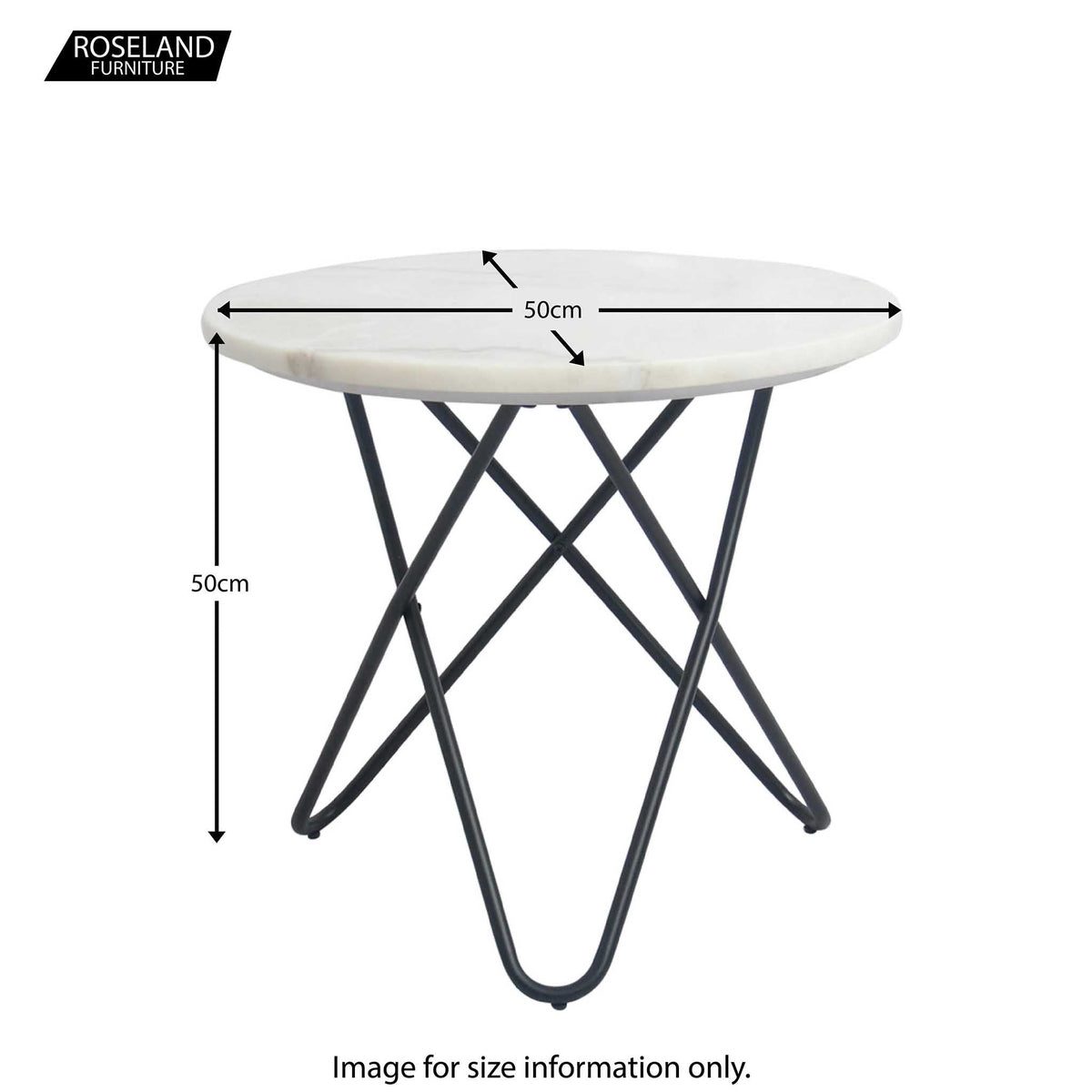 Heston White Marble Side Table - Size Guide