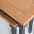 Close up of the oak table tops on the Chichester Charcoal 2 Nested Tables