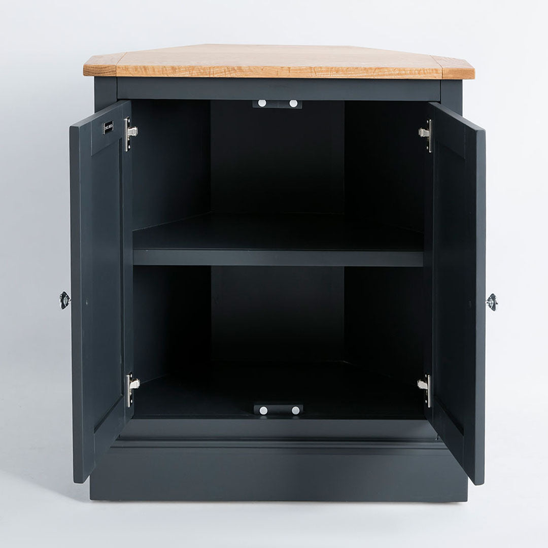 Internal view of the Chichester Charcoal Black Corner Cupboard