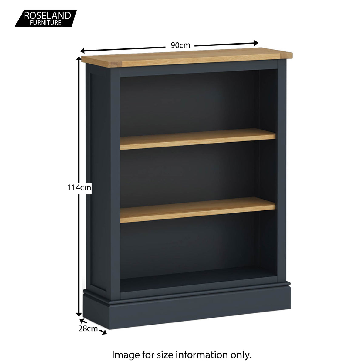 Chichester Small Bookcase in Charcoal - Size Guide