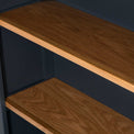 close up of wooden shelves on the Chichester Charcoal Small Bookcase 