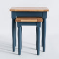 Unstacked front view of the Chichester Stiffkey Blue Nest of Tables