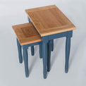 Unstacked top view of the Chichester Stiffkey Blue Nest of Tables