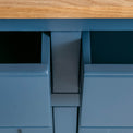 Close up of the opened drawers on the Chichester Stiffkey Blue Large Sideboard