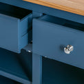 Painted blue storage drawers on the Chichester Stiffkey Blue Large Sideboard