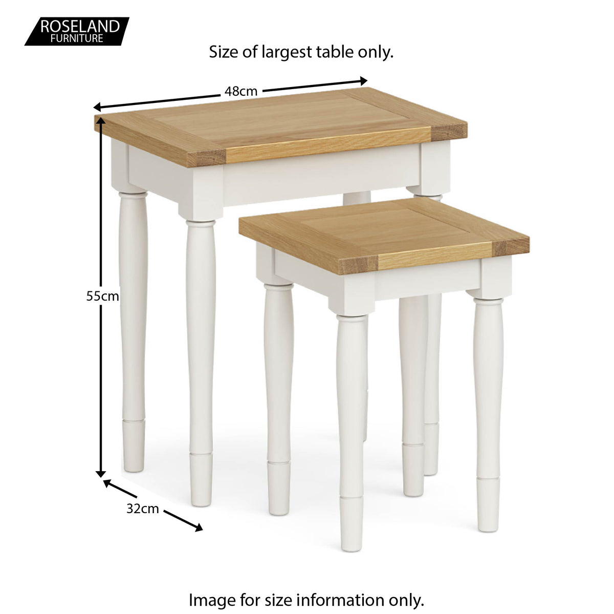 Chichester Ivory Nest of Tables - Size Guide