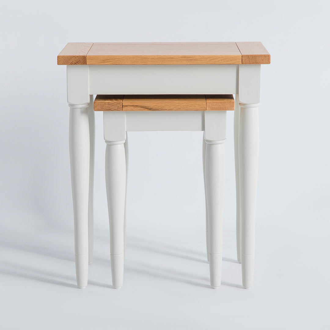 Front view of the Chichester Ivory 2 Nested Tables