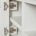 Close up of the cabinet drawer hinges on the Chichester Ivory Small TV Unit 