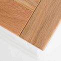 Close up of oak top wood grain on the Chichester Ivory Cream Mini Cupboard